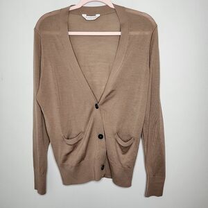 Everlane Wool Button-Up Cardigan Sweater Women’s Large Brown Pockets